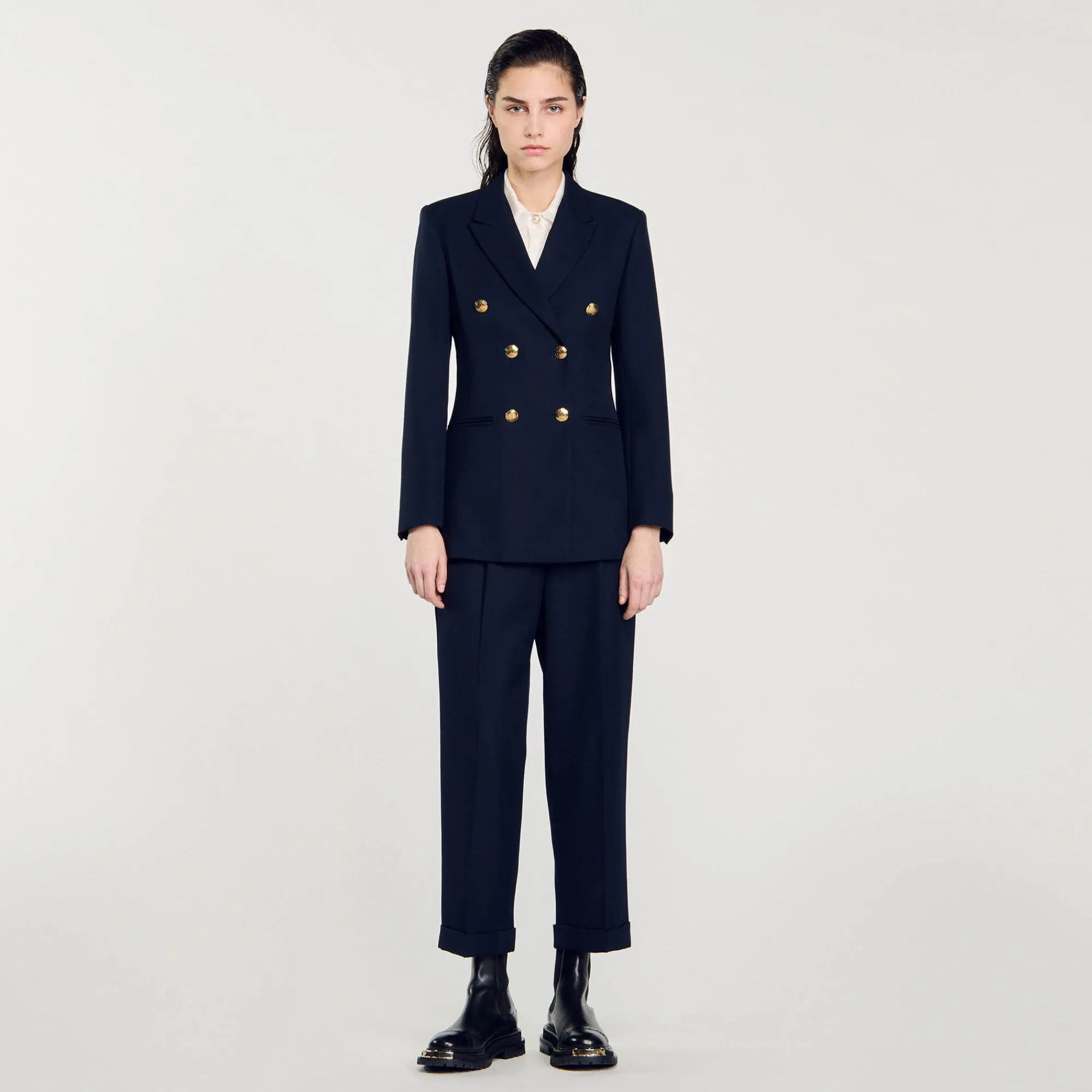 Mulheres Sandro Paris Jaqueta Sob Medida Com Peito Duplo