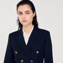 Mulheres Sandro Paris Jaqueta Sob Medida Com Peito Duplo