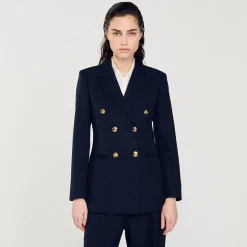 Mulheres Sandro Paris Jaqueta Sob Medida Com Peito Duplo