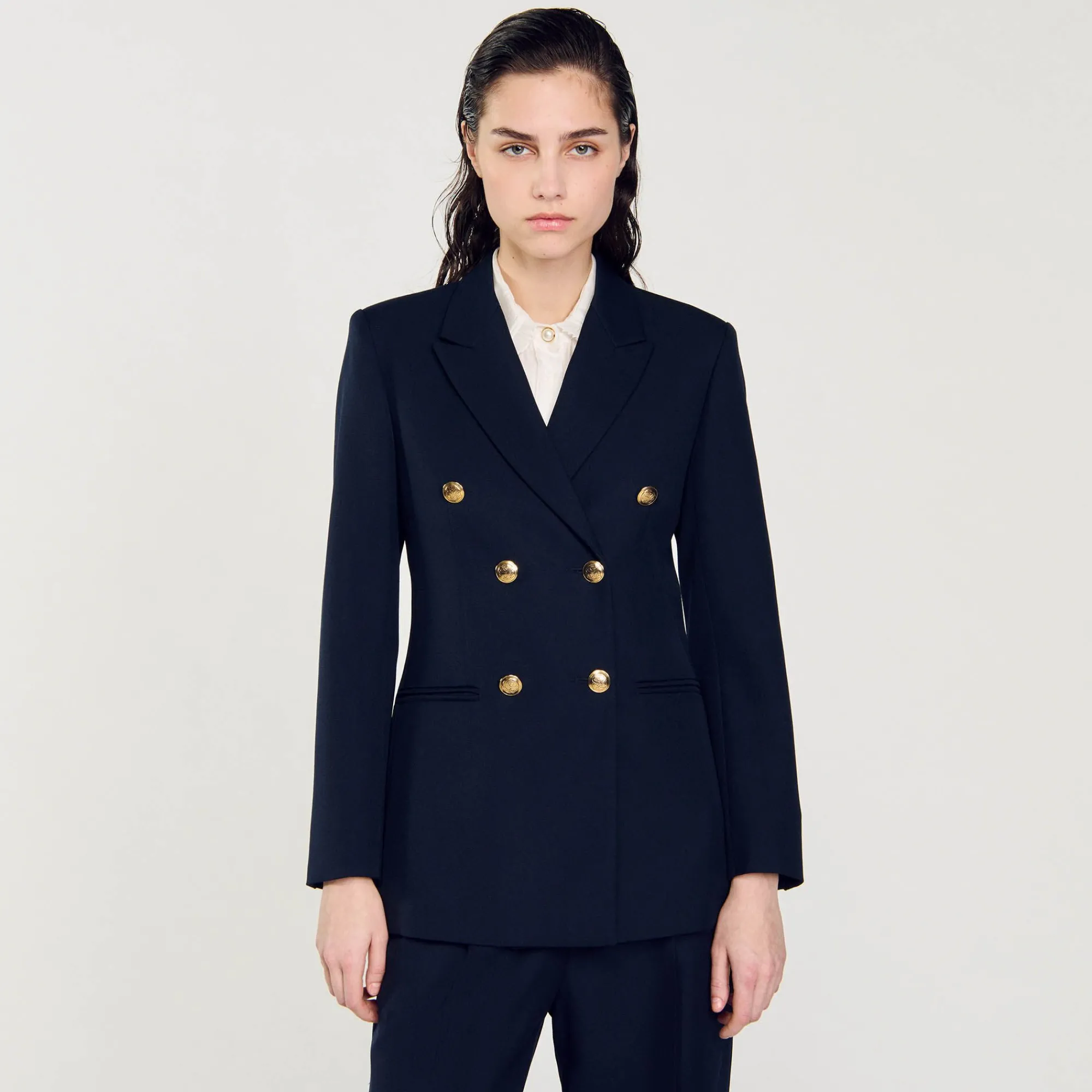 Mulheres Sandro Paris Jaqueta Sob Medida Com Peito Duplo