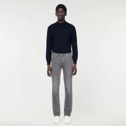 Homem Sandro Paris Jeans Cinza Desbotado