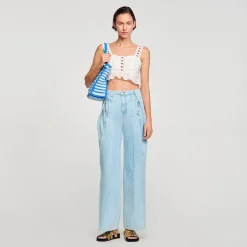 Mulheres Sandro Paris Jeans De Perna Larga Com Dardos