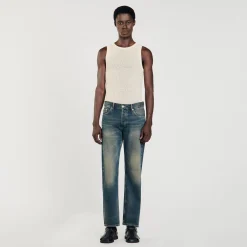 Homem Sandro Paris Jeans Desbotados Normais