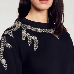 Mulheres Sandro Paris Moletom Com Bordado De Joias