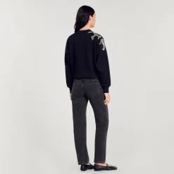 Mulheres Sandro Paris Moletom Com Bordado De Joias