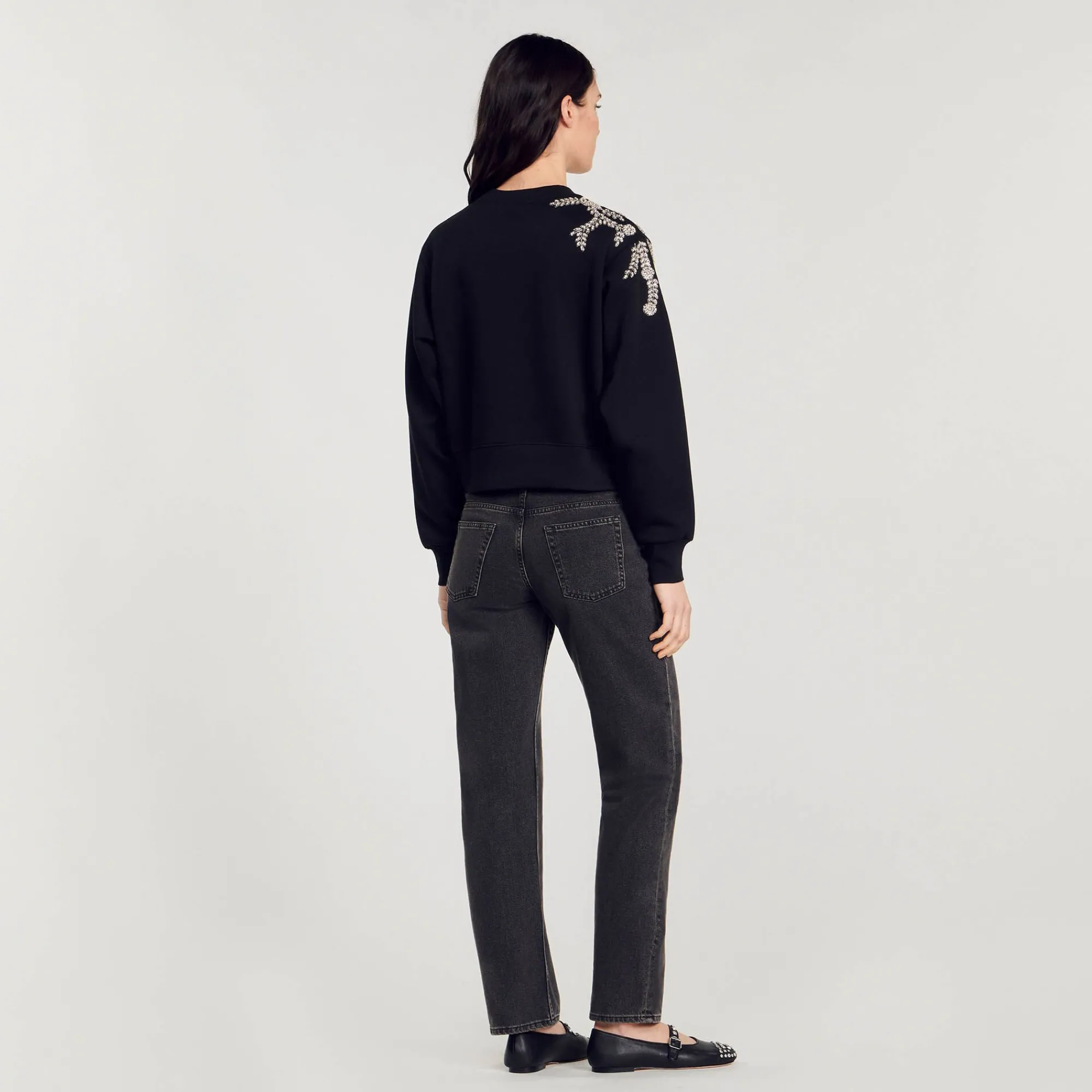 Mulheres Sandro Paris Moletom Com Bordado De Joias