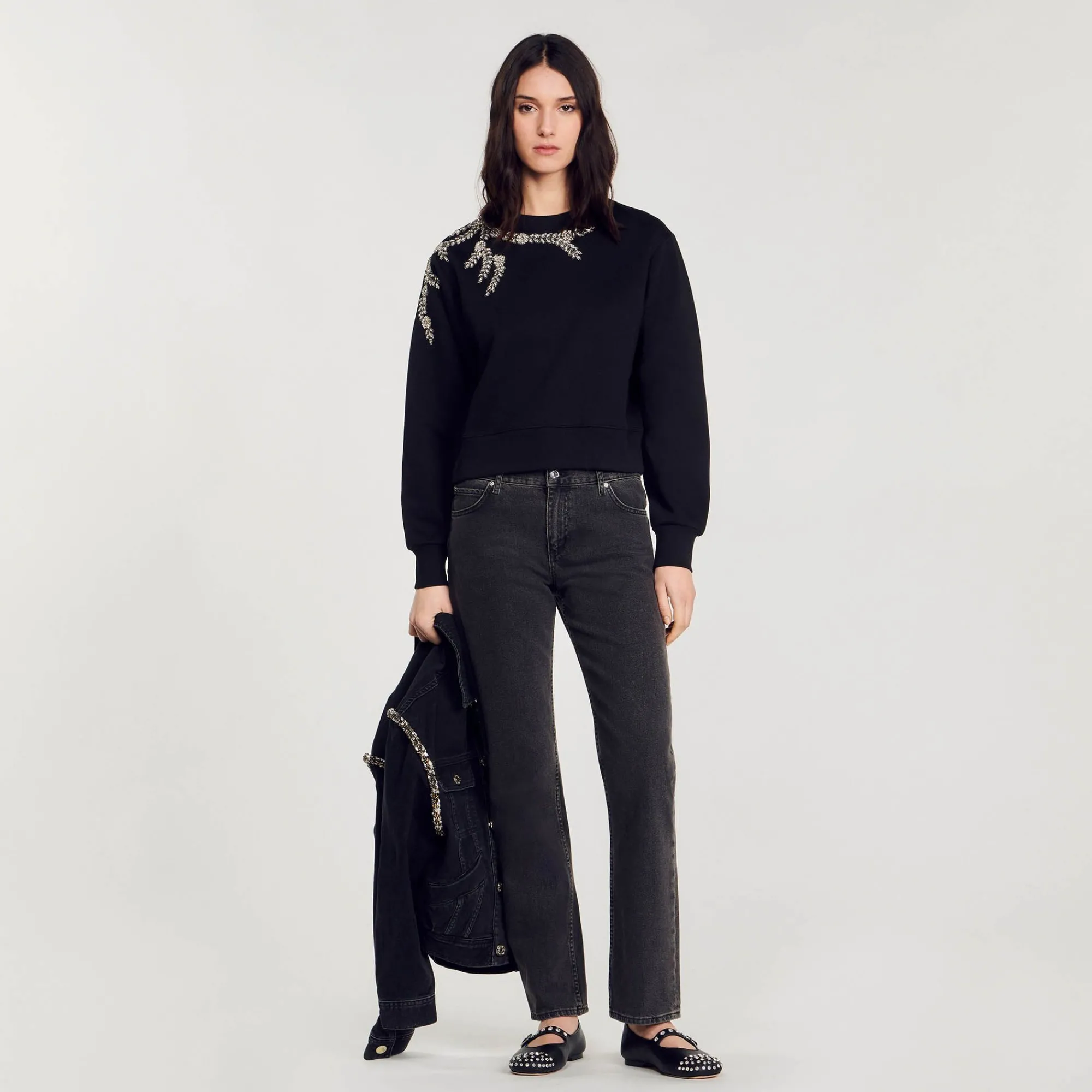 Mulheres Sandro Paris Moletom Com Bordado De Joias