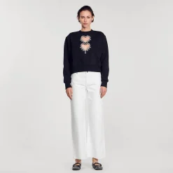 Mulheres Sandro Paris Moletom Com Coracoes Brilhantes