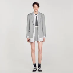 Mulheres Sandro Paris Paleto Com Acabamentos Acetinados