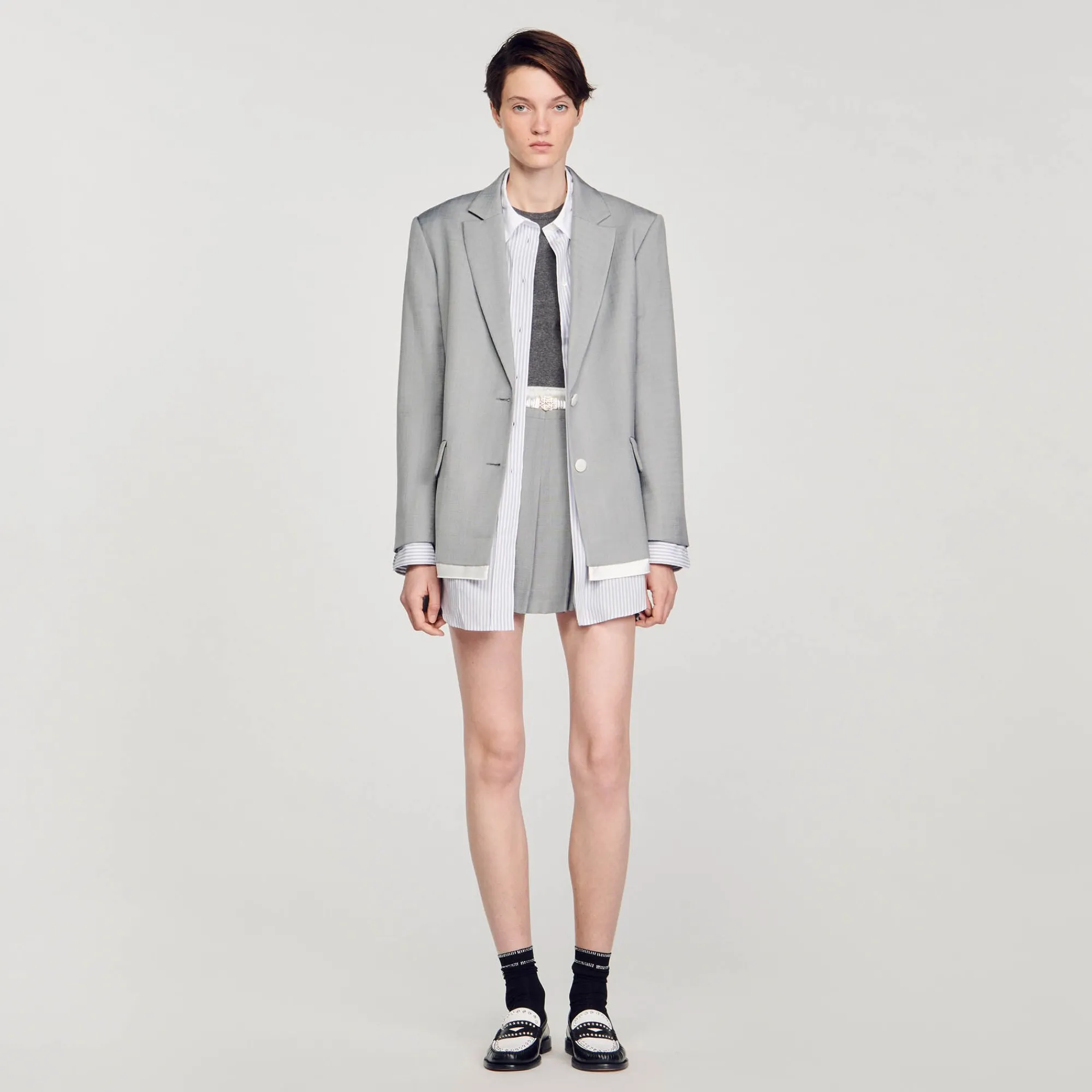 Mulheres Sandro Paris Paleto Com Acabamentos Acetinados