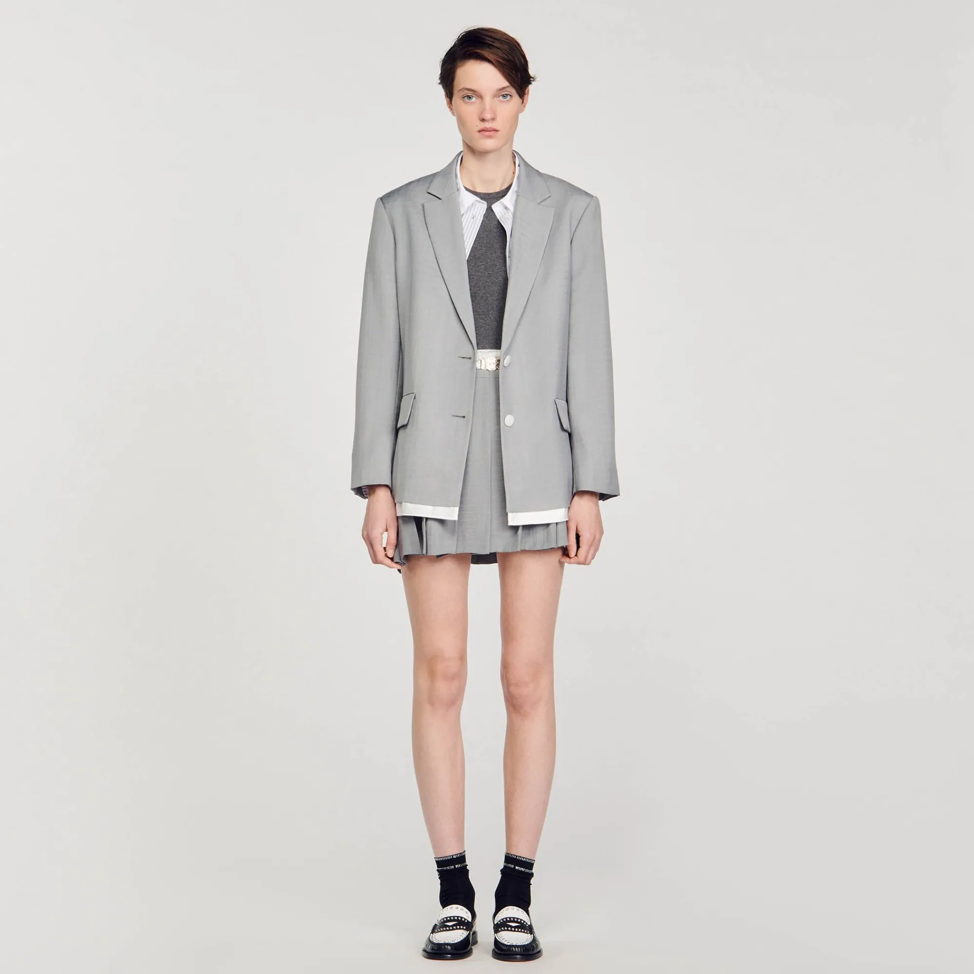 Mulheres Sandro Paris Paleto Com Acabamentos Acetinados