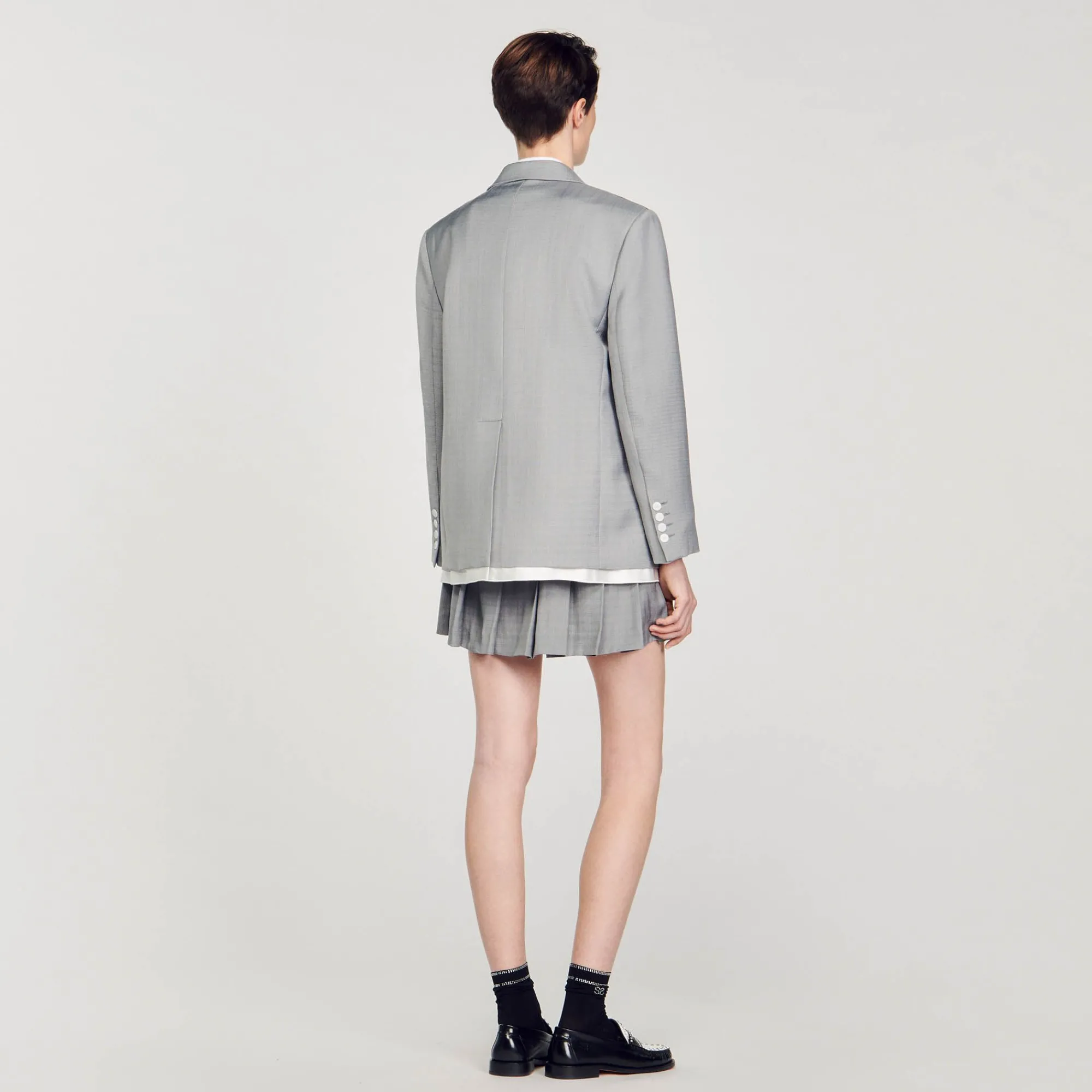 Mulheres Sandro Paris Paleto Com Acabamentos Acetinados