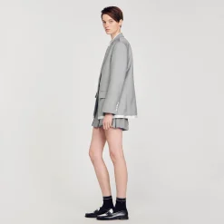 Mulheres Sandro Paris Paleto Com Acabamentos Acetinados