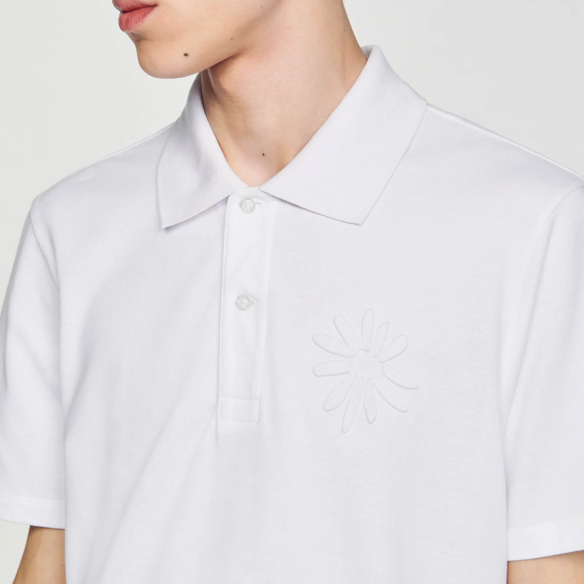 Homem Sandro Paris Polo De Algodao Com Flor
