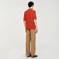 Homem Sandro Paris Polo De Malha Com Efeito Terry