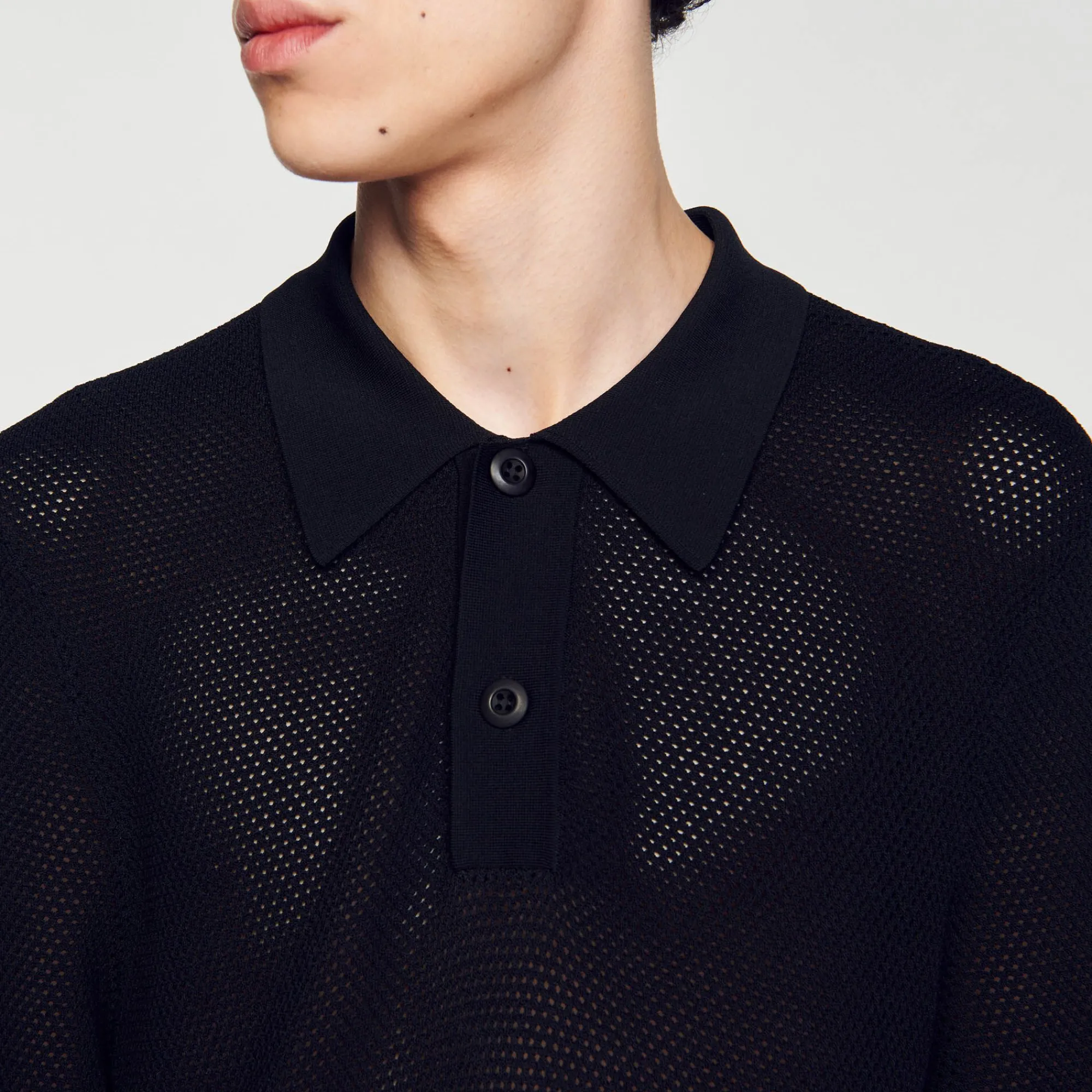 Homem Sandro Paris Polo De Malha Perfurada