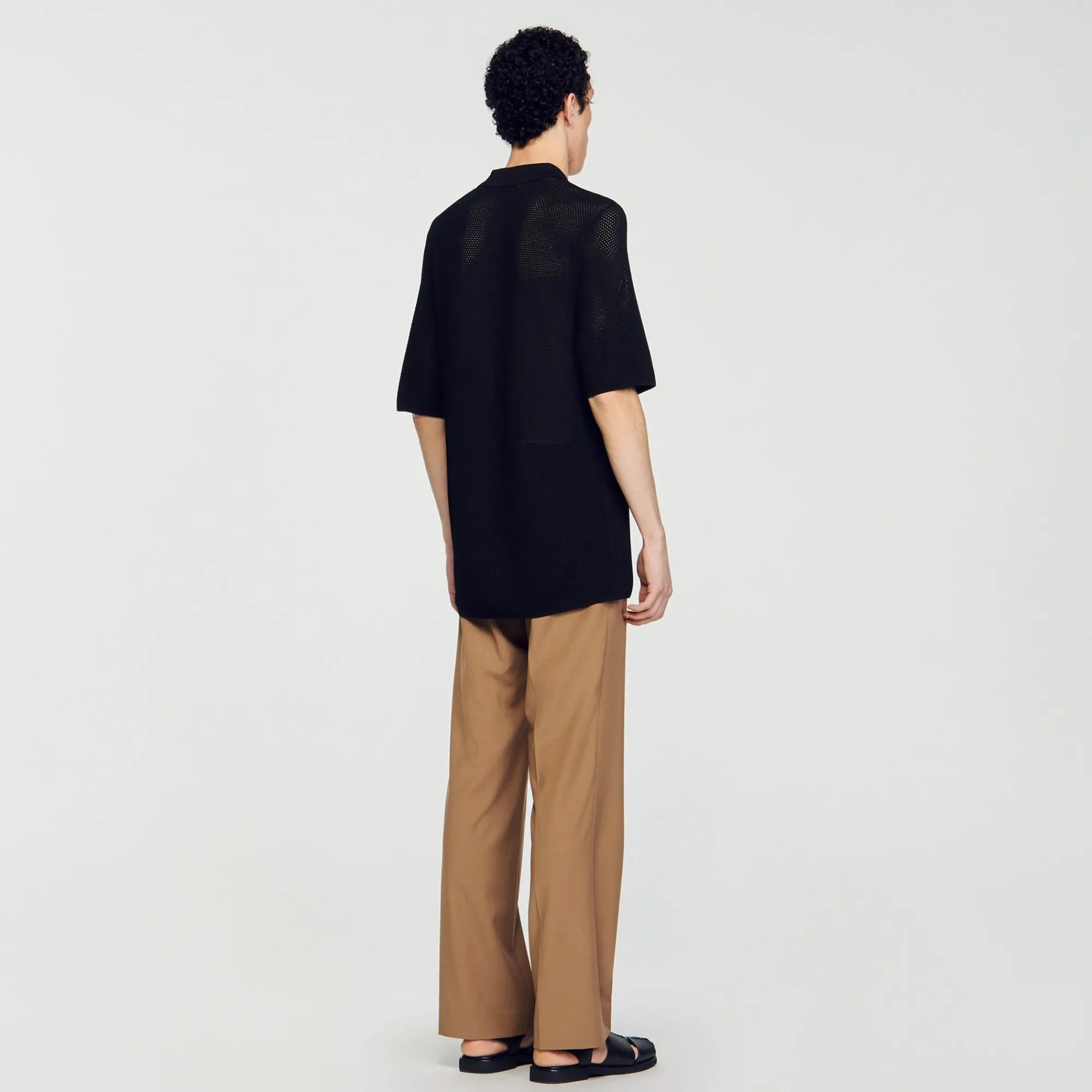 Homem Sandro Paris Polo De Malha Perfurada