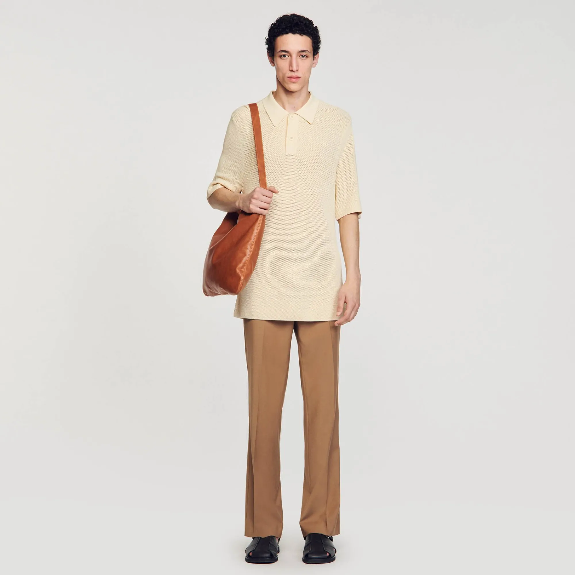 Homem Sandro Paris Polo De Malha Perfurada