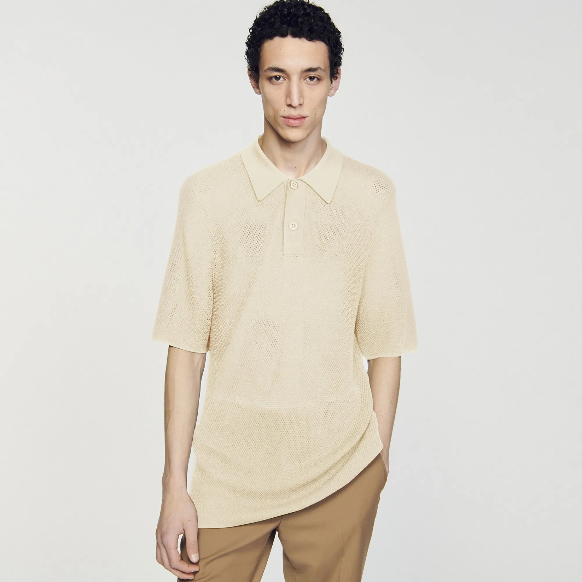 Homem Sandro Paris Polo De Malha Perfurada