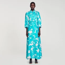 Mulheres Sandro Paris Robe Longue Fluido A Imprime Fleuri