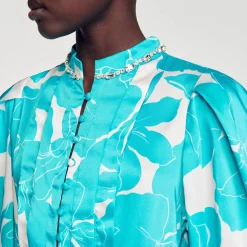 Mulheres Sandro Paris Robe Longue Fluido A Imprime Fleuri