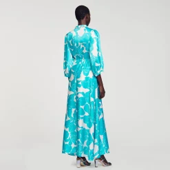 Mulheres Sandro Paris Robe Longue Fluido A Imprime Fleuri
