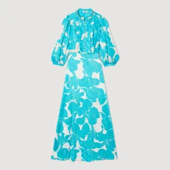 Mulheres Sandro Paris Robe Longue Fluido A Imprime Fleuri