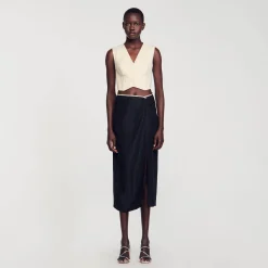 Mulheres Sandro Paris Saia Com Abertura E Strass