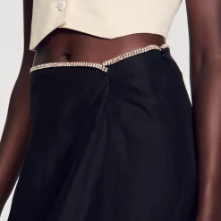 Mulheres Sandro Paris Saia Com Abertura E Strass