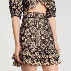 Mulheres Sandro Paris Saia Curta Com Bordado Ingles