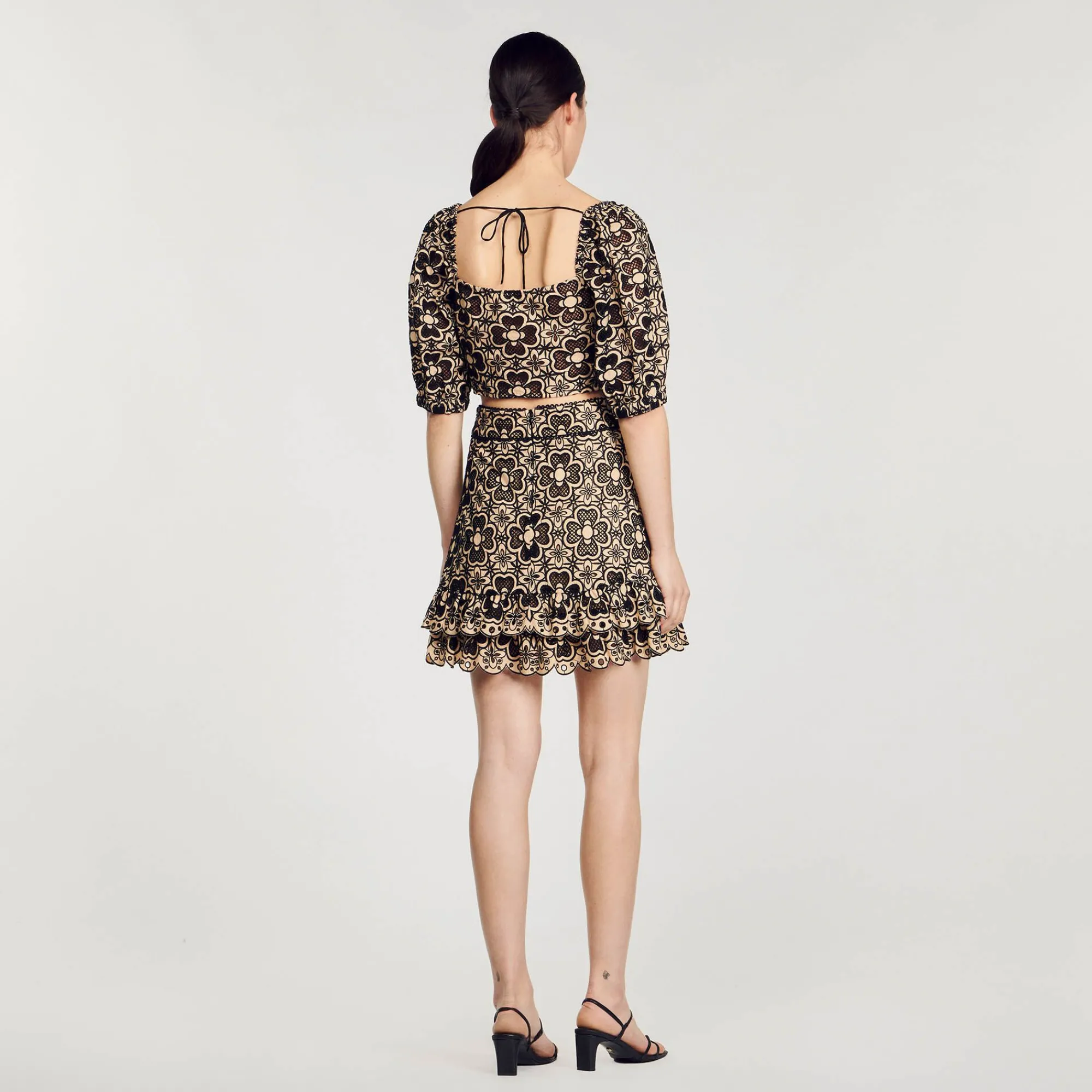 Mulheres Sandro Paris Saia Curta Com Bordado Ingles