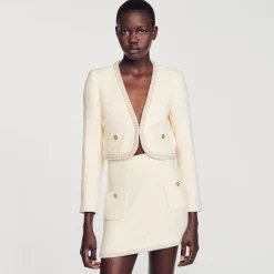 Mulheres Sandro Paris Saia De Sarja Pedra