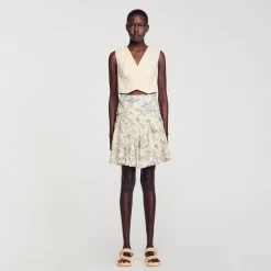 Mulheres Sandro Paris Saia Florida Com Babados