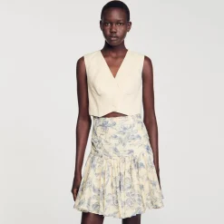 Mulheres Sandro Paris Saia Florida Com Babados