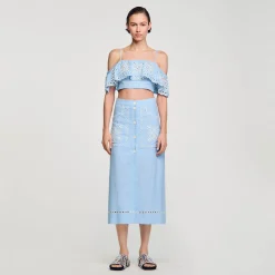 Mulheres Sandro Paris Saia Longa Bordada