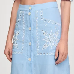 Mulheres Sandro Paris Saia Longa Bordada