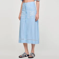 Mulheres Sandro Paris Saia Longa Bordada