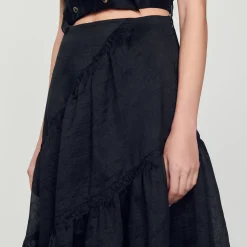 Mulheres Sandro Paris Saia Longa Com Babados