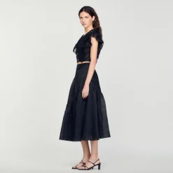 Mulheres Sandro Paris Saia Longa Com Babados