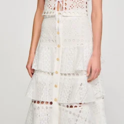 Mulheres Sandro Paris Saia Longa Com Bordado Ingles