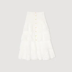 Mulheres Sandro Paris Saia Longa Com Bordado Ingles