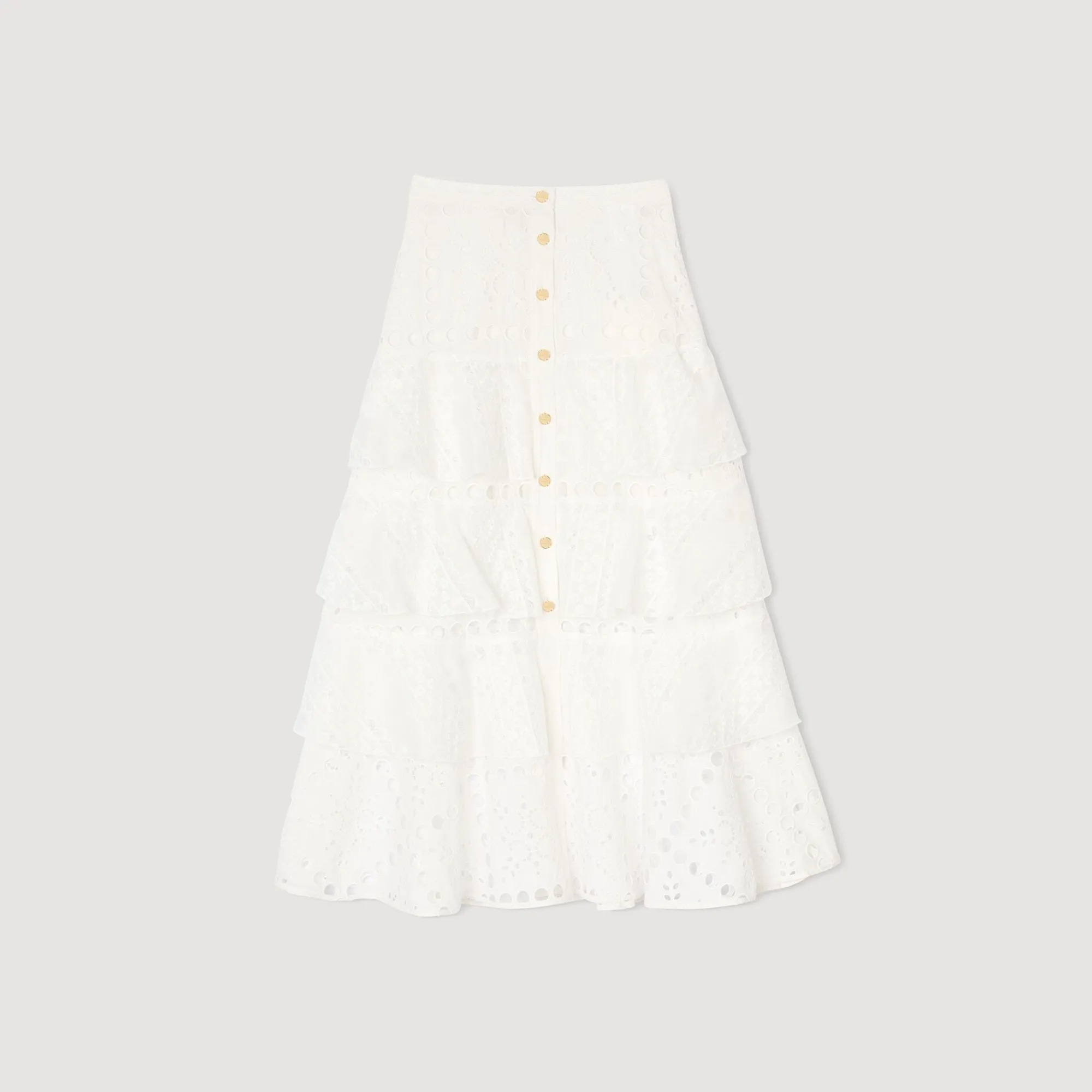 Mulheres Sandro Paris Saia Longa Com Bordado Ingles