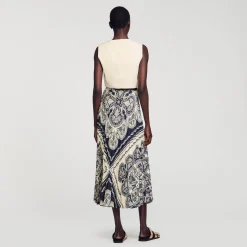 Mulheres Sandro Paris Saia Longa Esvoacante Com Bandana