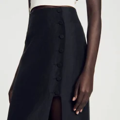 Mulheres Sandro Paris Saia Midi Com Fenda