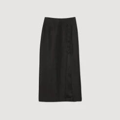 Mulheres Sandro Paris Saia Midi Com Fenda