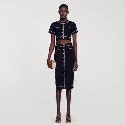 Mulheres Sandro Paris Saia Midi Com Strass