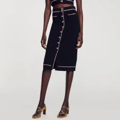 Mulheres Sandro Paris Saia Midi Com Strass