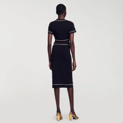 Mulheres Sandro Paris Saia Midi Com Strass