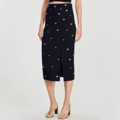 Mulheres Sandro Paris Saia Midi De Malha