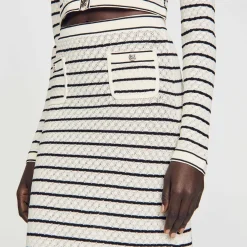 Mulheres Sandro Paris Saia Midi Em Malha Listrada